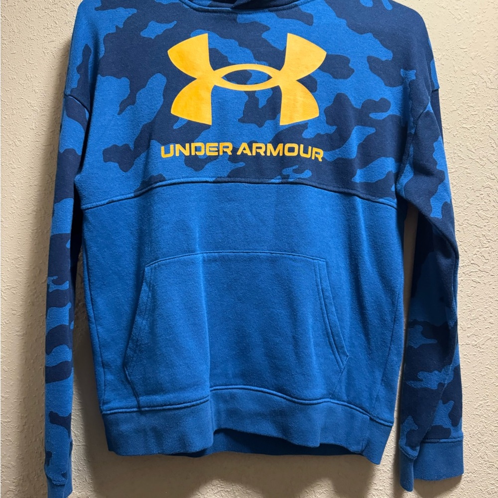 Under Armour Blue Camo Hoodie with Yellow Logo